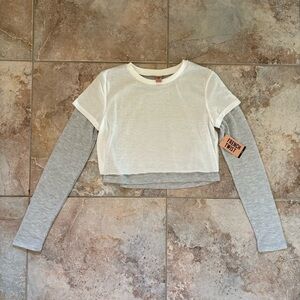 French Twist Layered Thermal Long Sleeve Women’s Large Cropped 90s Grunge Y2K